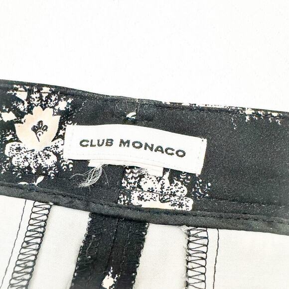 Club Monaco Black Printed Flower Patterned Straight Leg Slack Pants Size 28 - Picture 4 of 7
